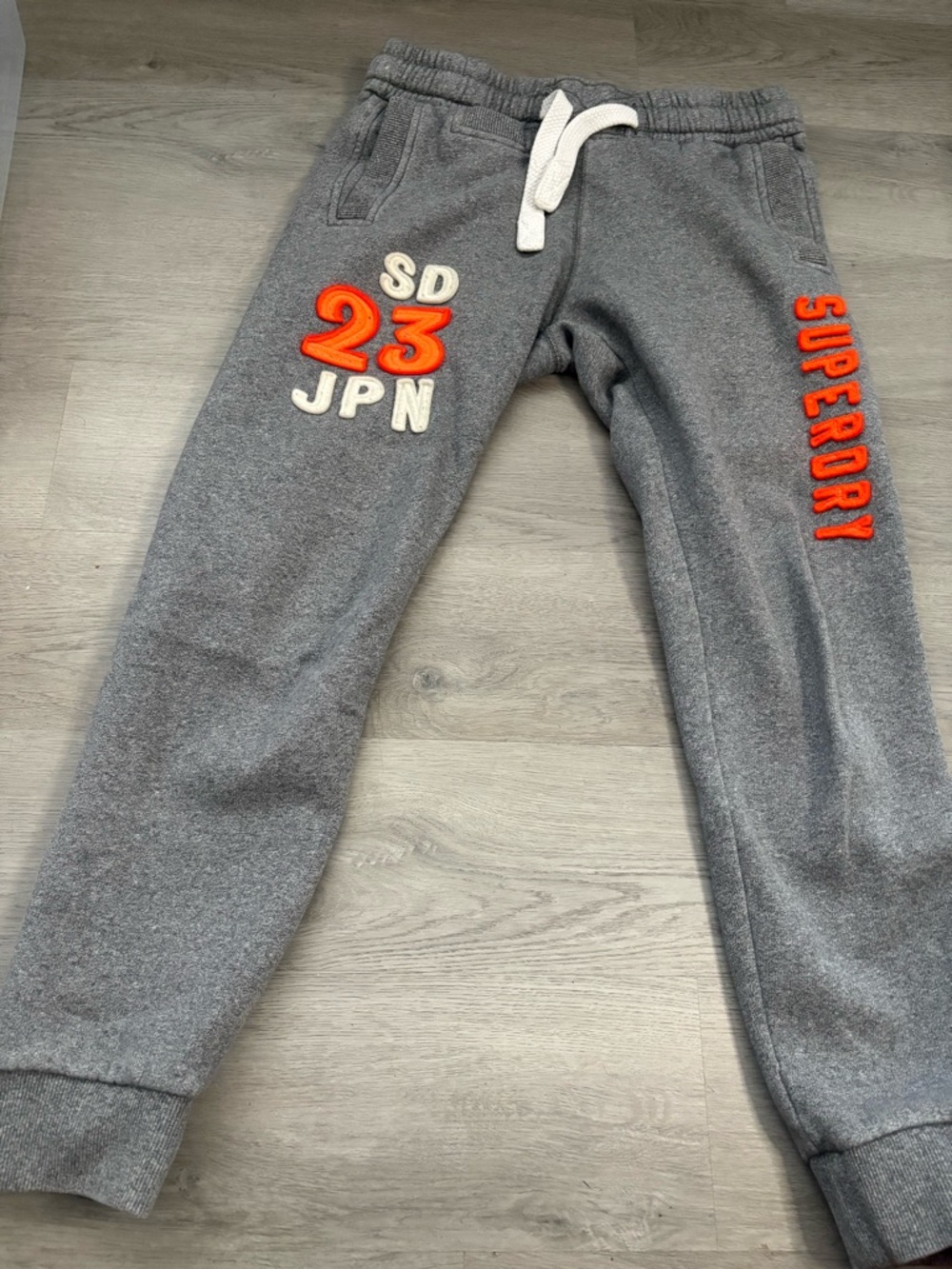 Superdry Grey Sweatpants with Orange Logo